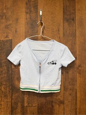 Chuu women’s zip up crop top shirt small EUC